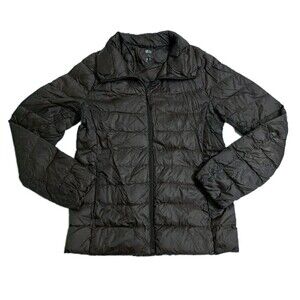 Uniqlo Ultra Light Down Puffer Jacket Womens Medium Brown Packable Lightweight
